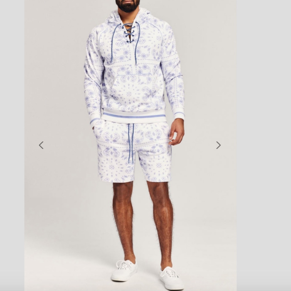 SER.O.YA FOSTER HOODIE AND TAJ SHORTS IN White Bandana Shell